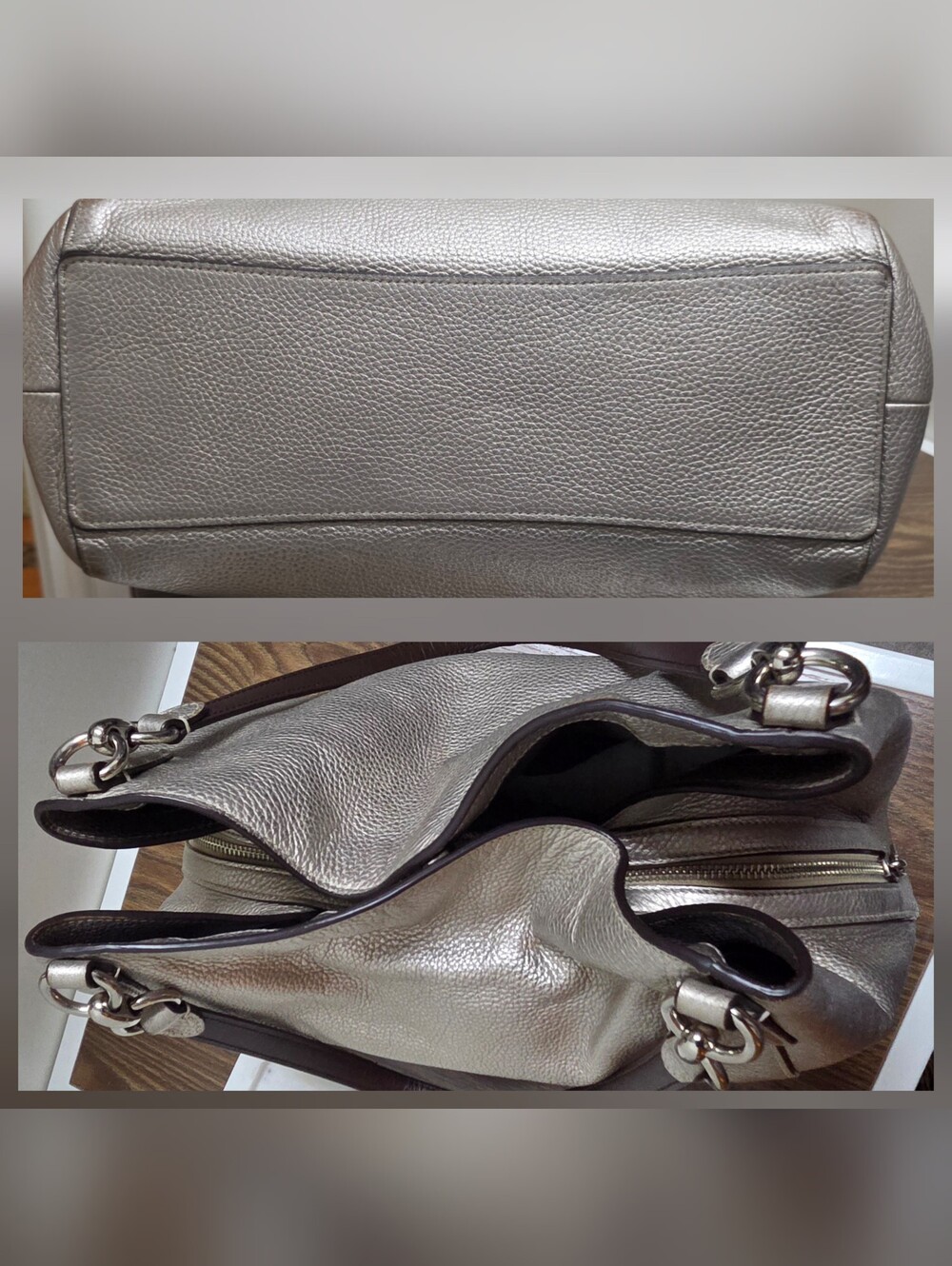 Coach F80271 Hallie Metallic Leather Shoulder Bag - Picture 10 of 15